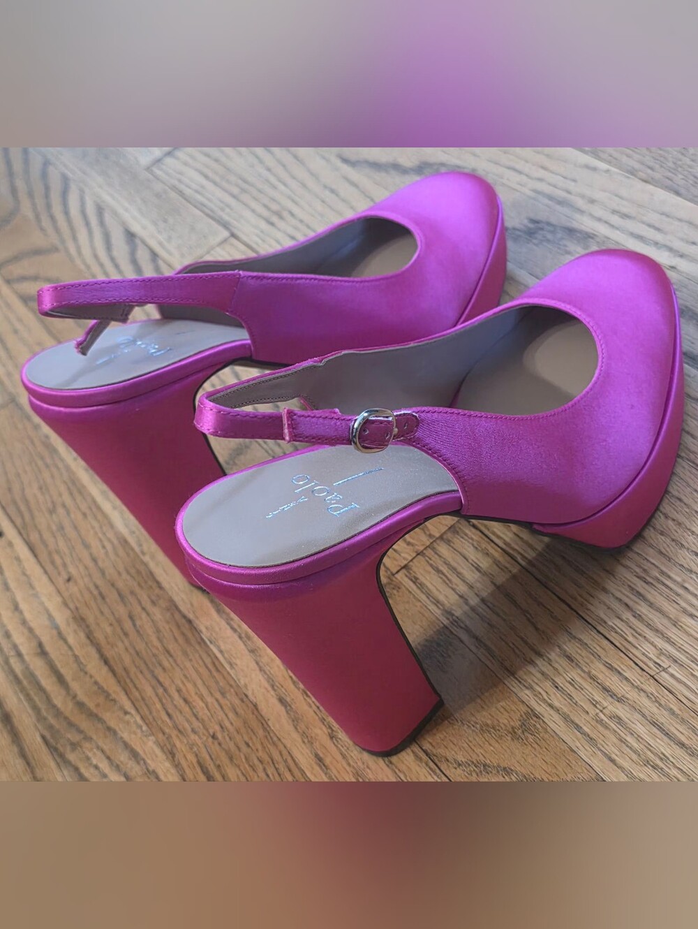 Linea Paolo Ivie Hot Pink Satin Slingback Platform Pumps Size 9.5 - Picture 2 of 7